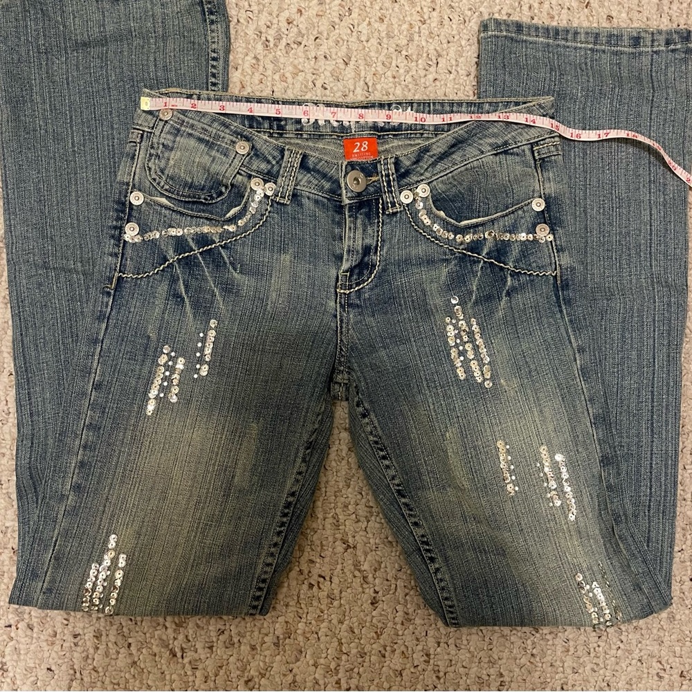 Request Women's Y2K Jeans w/Silver Sequins, Size 28